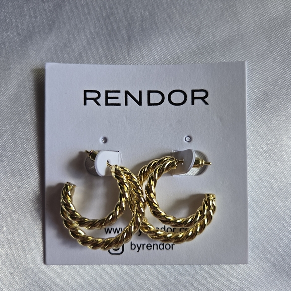 Rendor Jewelry - Rendor Victoria Yellow Gold Double Hoop Earrings